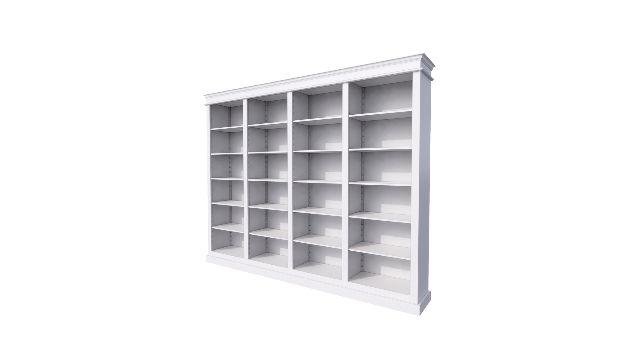 Bücherregal Queens Bibliothek - 300x40x240H cm - 20 verstellbare Einlegeböden - zerlegbar - schlichte Landhausoptik