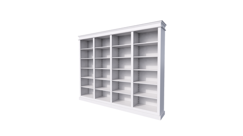 Bücherregal Queens Bibliothek - 300x40x240H cm - 20 verstellbare Einlegeböden - zerlegbar - schlichte Landhausoptik