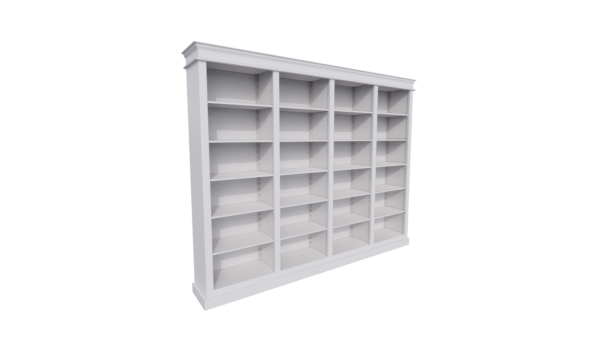 Bücherregal Queens Bibliothek - 300x40x240H cm - 20 verstellbare Einlegeböden - zerlegbar - schlichte Landhausoptik