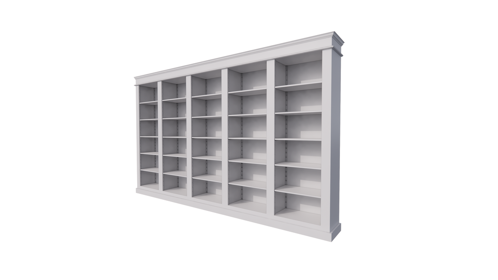 Bücherregal Queens Bibliothek - 400x40x240H cm - 25 verstellbare Einlegeböden - zerlegbar - schlichte Landhausoptik