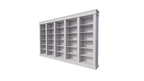 Bücherregal Queens Bibliothek - 400x40x240H cm - 25 verstellbare Einlegeböden - zerlegbar - schlichte Landhausoptik