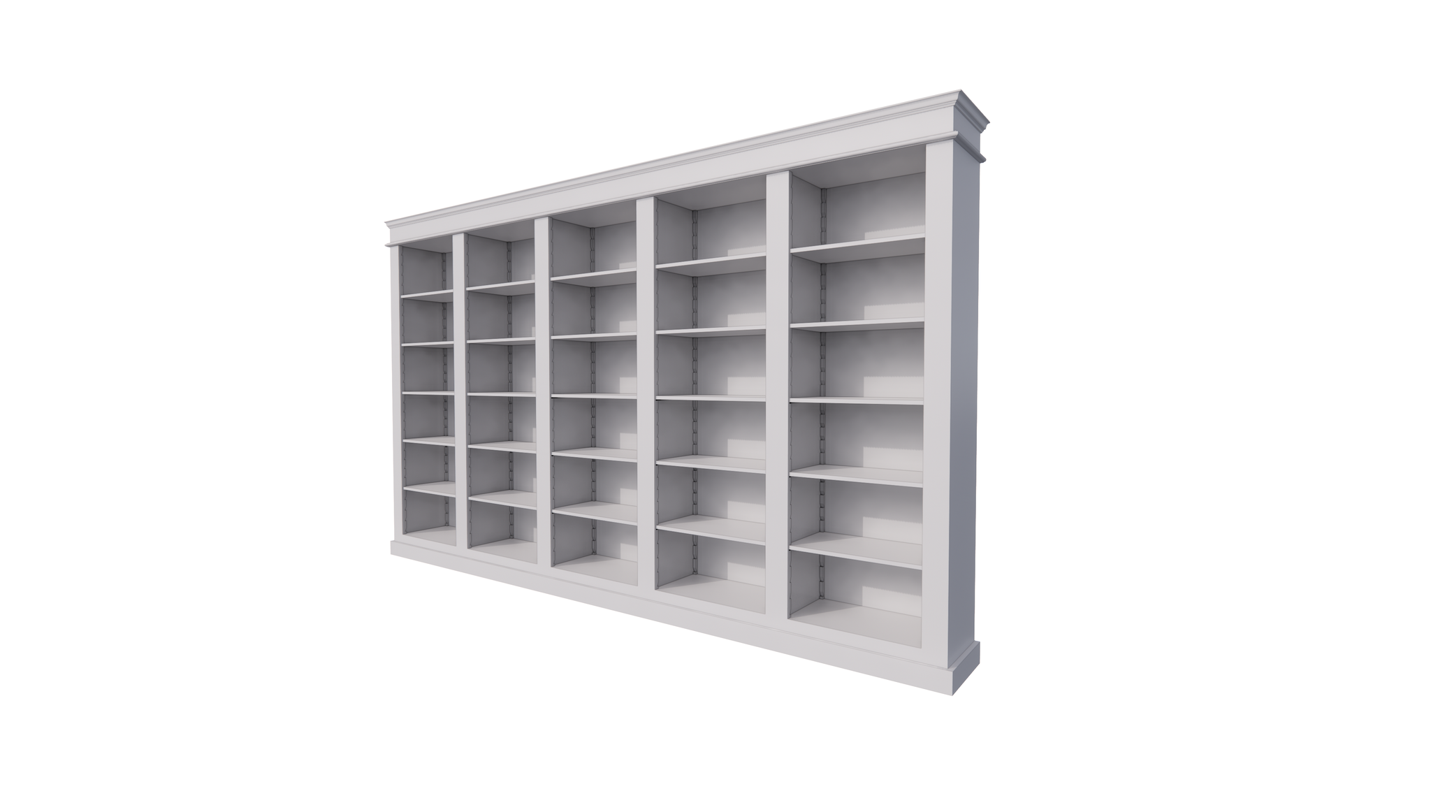 Bücherregal Queens Bibliothek - 400x40x240H cm - 25 verstellbare Einlegeböden - zerlegbar - schlichte Landhausoptik