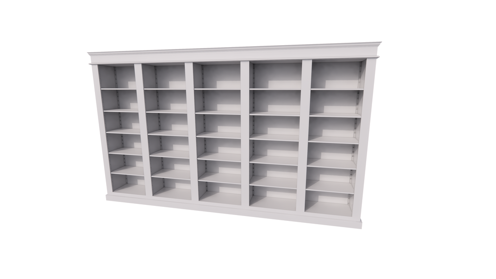 Bücherregal Queens Bibliothek - 400x40x240H cm - 25 verstellbare Einlegeböden - zerlegbar - schlichte Landhausoptik