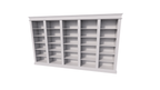 Bücherregal Queens Bibliothek - 400x40x240H cm - 25 verstellbare Einlegeböden - zerlegbar - schlichte Landhausoptik