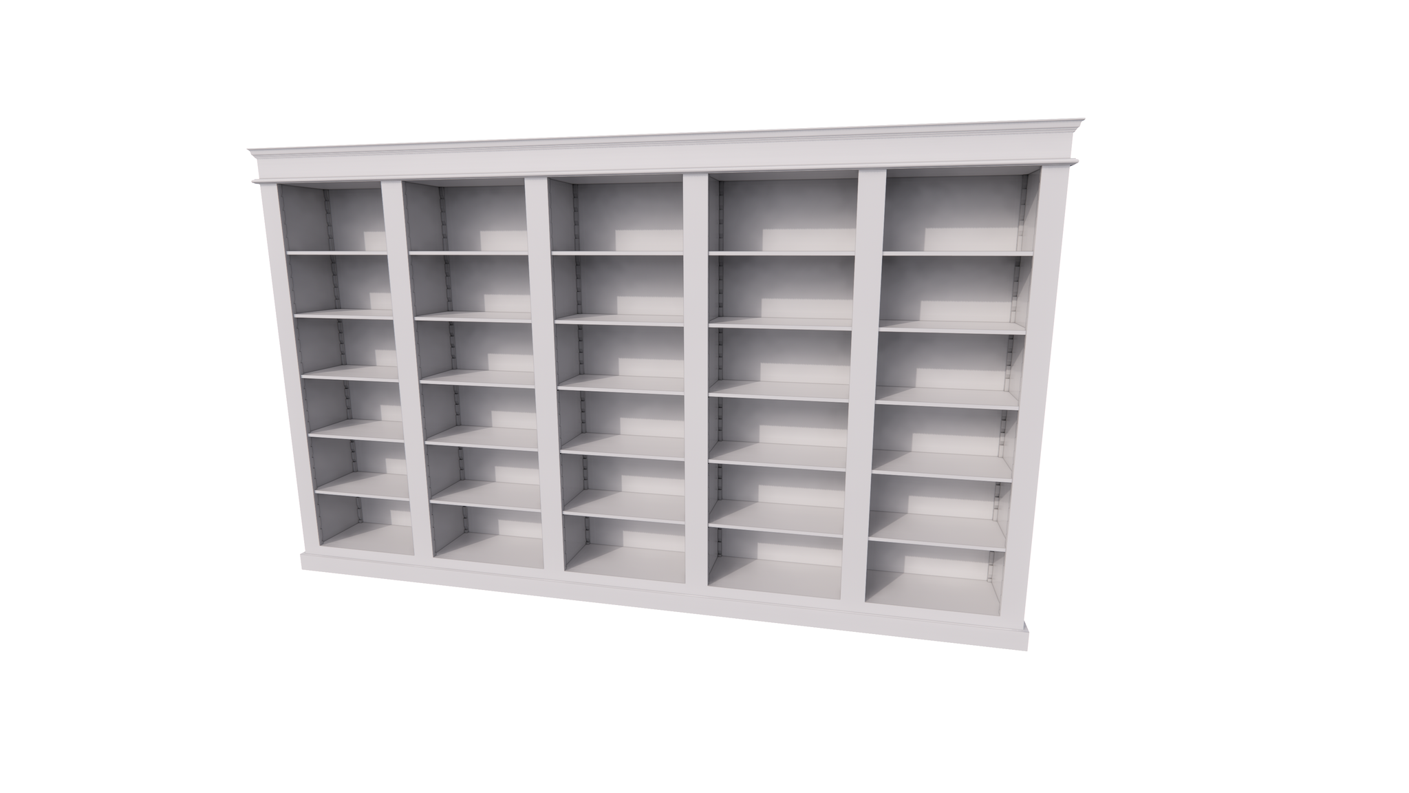 Bücherregal Queens Bibliothek - 400x40x240H cm - 25 verstellbare Einlegeböden - zerlegbar - schlichte Landhausoptik