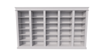 Bücherregal Queens Bibliothek - 400x40x240H cm - 25 verstellbare Einlegeböden - zerlegbar - schlichte Landhausoptik