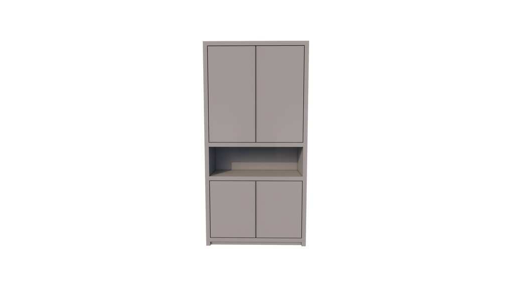 Regal Manhattan 08 - 120x40x240H cm - schlankes Design - 4 grifflose Türen - offener Fachbereich