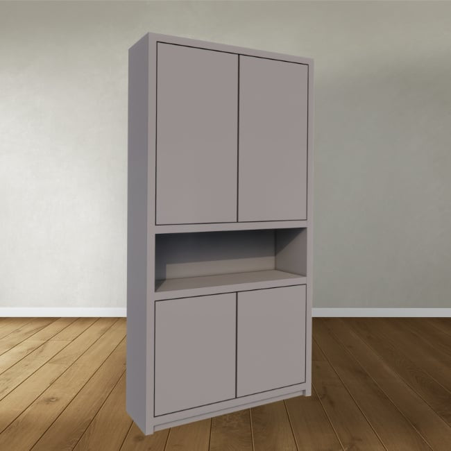 Regal Manhattan 08 - 120x40x240H cm - schlankes Design - 4 grifflose Türen - offener Fachbereich