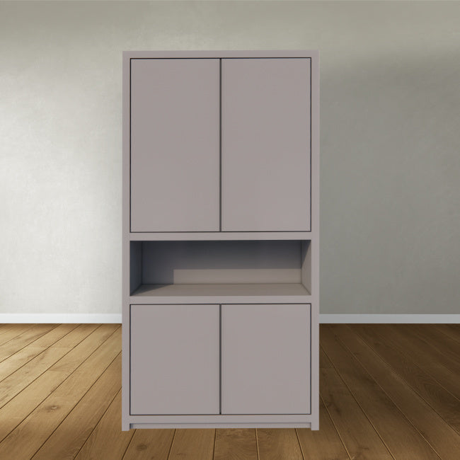 Regal Manhattan 08 - 120x40x240H cm - schlankes Design - 4 grifflose Türen - offener Fachbereich