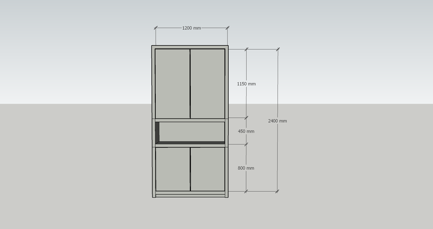 Regal Manhattan 08 - 120x40x240H cm - schlankes Design - 4 grifflose Türen - offener Fachbereich