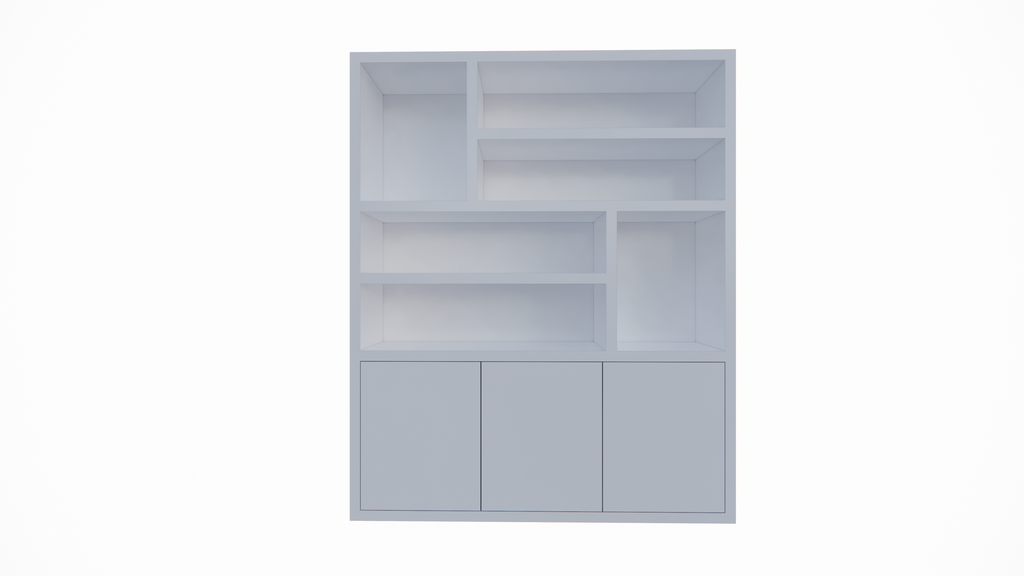 Fächerschrank Japan - 180x40x220H cm - 3 grifflose Push-to-Open-Türen - offener Schrank - Stick-Design - 5cm Fachbodenstärke