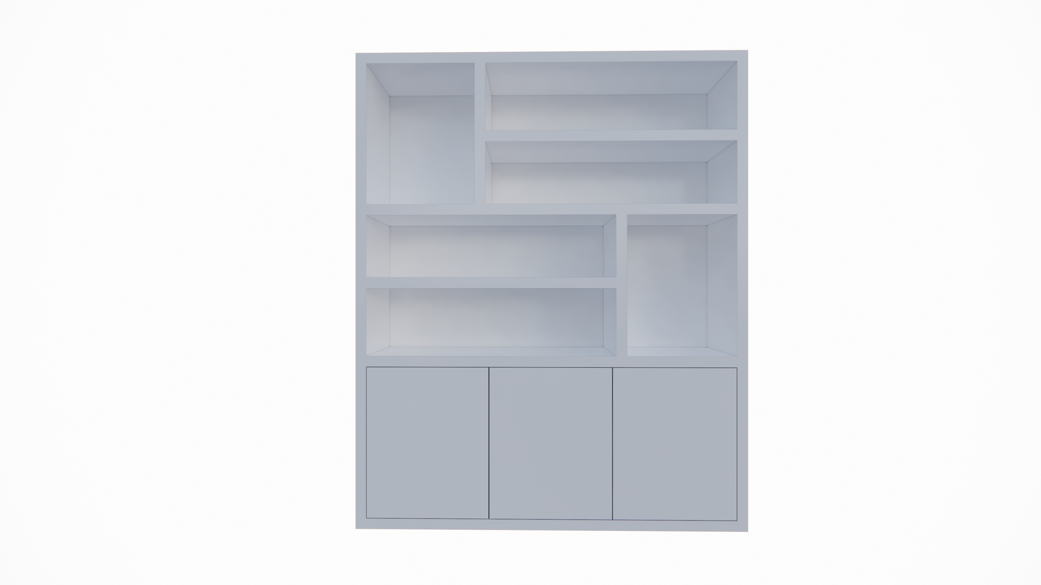 Fächerschrank Japan - 180x40x220H cm - 3 grifflose Push-to-Open-Türen - offener Schrank - Stick-Design - 5cm Fachbodenstärke