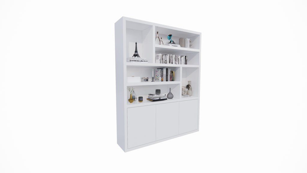Fächerschrank Japan - 180x40x220H cm - 3 grifflose Push-to-Open-Türen - offener Schrank - Stick-Design - 5cm Fachbodenstärke