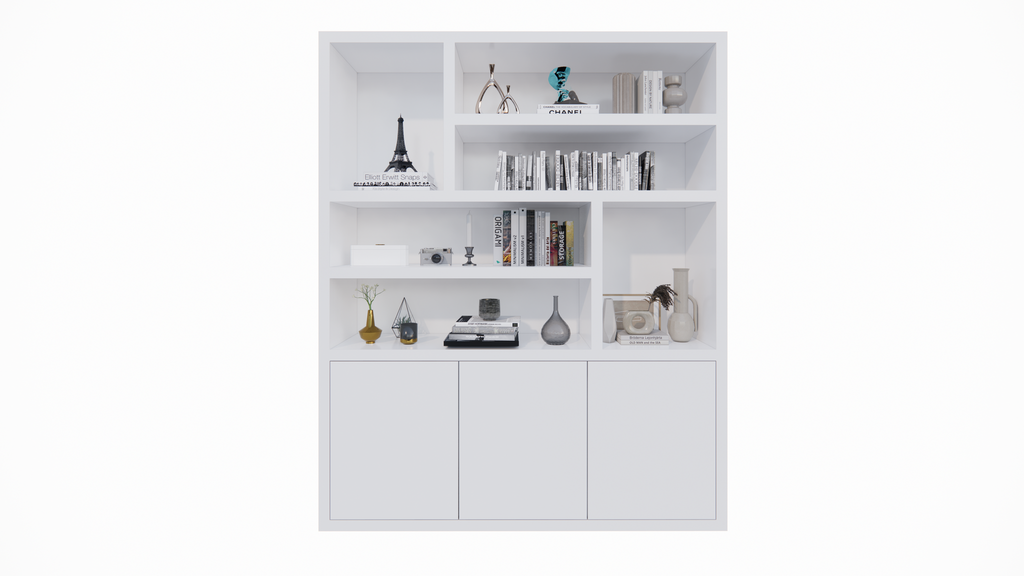 Fächerschrank Japan - 180x40x220H cm - 3 grifflose Push-to-Open-Türen - offener Schrank - Stick-Design - 5cm Fachbodenstärke