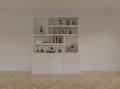 Fächerschrank Japan - 180x40x220H cm - 3 grifflose Push-to-Open-Türen - offener Schrank - Stick-Design - 5cm Fachbodenstärke