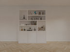 Fächerschrank Japan - 180x40x220H cm - 3 grifflose Push-to-Open-Türen - offener Schrank - Stick-Design - 5cm Fachbodenstärke
