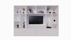 TV-Fachschrank Campos - 350x40x240H cm - TV-Fach - Cinewall - 4 push-to-open Türen - offene Fächer - schlankes Design - 5cm Fachboden- und Rahmenstärke