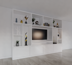 TV-Fachschrank Campos - 350x40x240H cm - TV-Fach - Cinewall - 4 push-to-open Türen - offene Fächer - schlankes Design - 5cm Fachboden- und Rahmenstärke