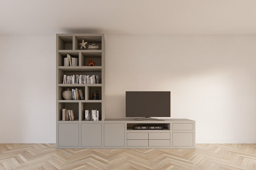 Kommode Rennes - 300x40x240H cm - Schubladen mit Push-to-Open - Türen mit Push-to-Open - offene Einlegeböden - schlichte Ausführung