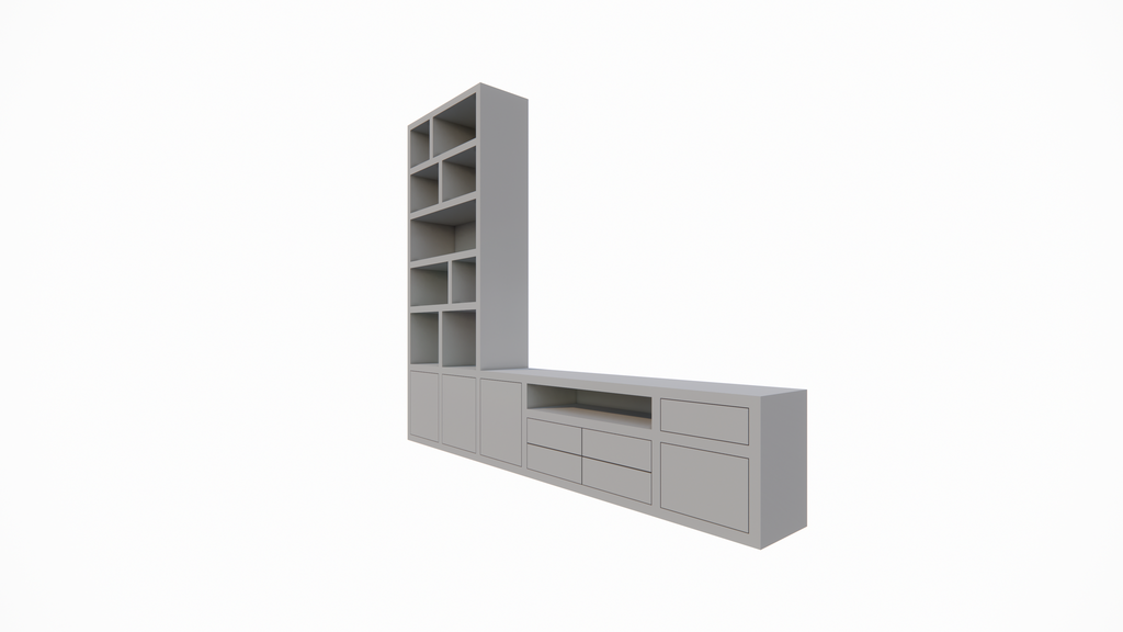 Kommode Rennes - 300x40x240H cm - Schubladen mit Push-to-Open - Türen mit Push-to-Open - offene Einlegeböden - schlichte Ausführung