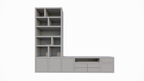 Kommode Rennes - 300x40x240H cm - Schubladen mit Push-to-Open - Türen mit Push-to-Open - offene Einlegeböden - schlichte Ausführung
