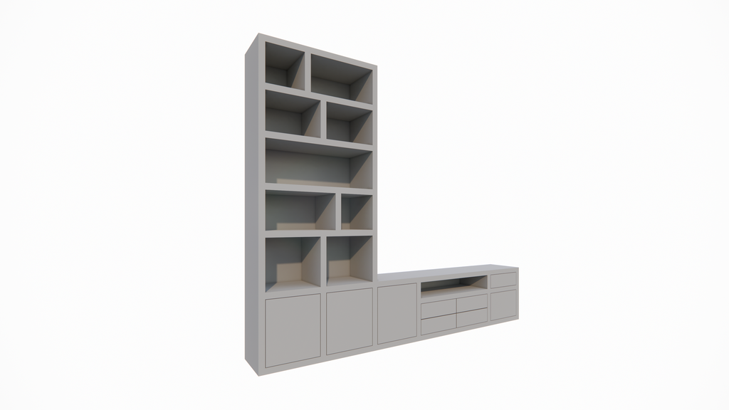 Kommode Rennes - 300x40x240H cm - Schubladen mit Push-to-Open - Türen mit Push-to-Open - offene Einlegeböden - schlichte Ausführung
