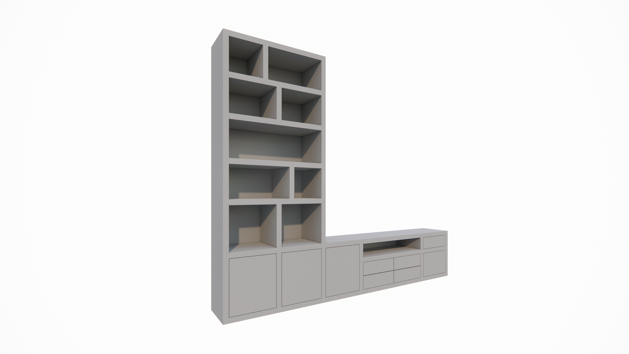 Kommode Rennes - 300x40x240H cm - Schubladen mit Push-to-Open - Türen mit Push-to-Open - offene Einlegeböden - schlichte Ausführung