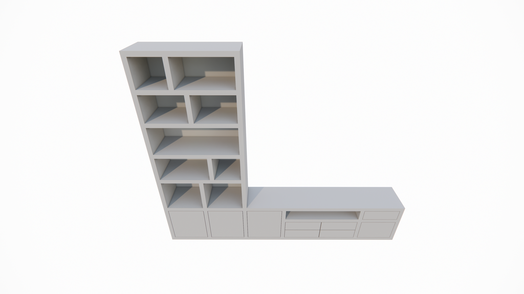 Kommode Rennes - 300x40x240H cm - Schubladen mit Push-to-Open - Türen mit Push-to-Open - offene Einlegeböden - schlichte Ausführung
