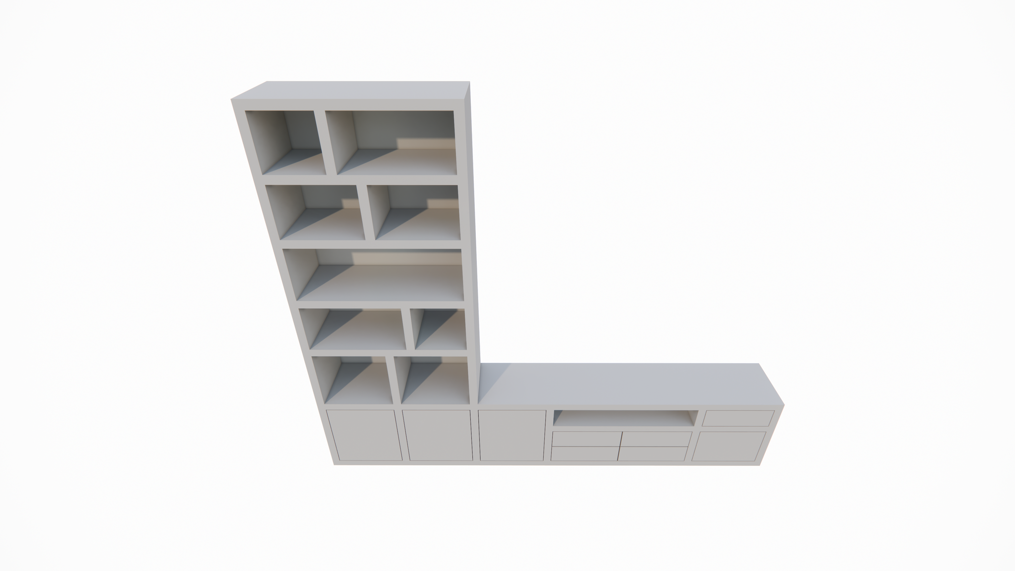 Kommode Rennes - 300x40x240H cm - Schubladen mit Push-to-Open - Türen mit Push-to-Open - offene Einlegeböden - schlichte Ausführung