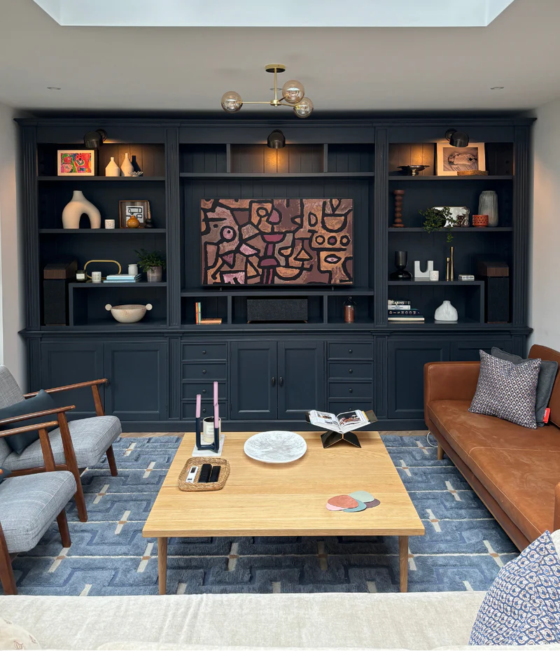 TV Bücherregal Malta - 400x43x240H cm - 6 Flügeltüren - 8 Schubladen - Kino-Wand