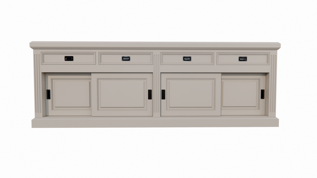 Sideboard Riviera - 260x55x90H cm - 4 Schiebetüren - 4 Schubladen mit Soft-Close - rustikale Ausführung
