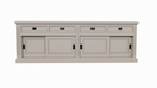 Sideboard Riviera - 260x55x90H cm - 4 Schiebetüren - 4 Schubladen mit Soft-Close - rustikale Ausführung