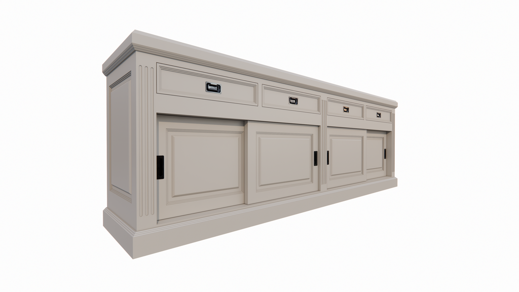 Sideboard Riviera - 260x55x90H cm - 4 Schiebetüren - 4 Schubladen mit Soft-Close - rustikale Ausführung