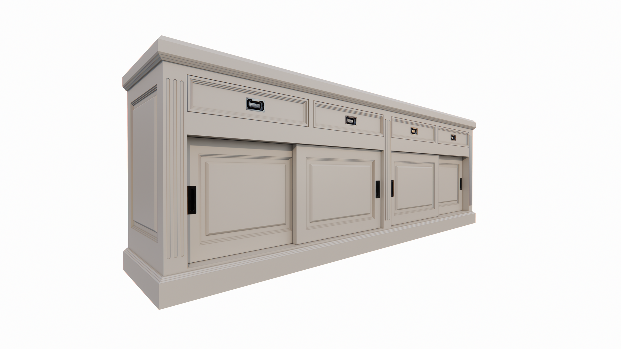 Sideboard Riviera - 260x55x90H cm - 4 Schiebetüren - 4 Schubladen mit Soft-Close - rustikale Ausführung