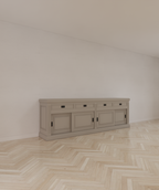 Sideboard Riviera - 260x55x90H cm - 4 Schiebetüren - 4 Schubladen mit Soft-Close - rustikale Ausführung