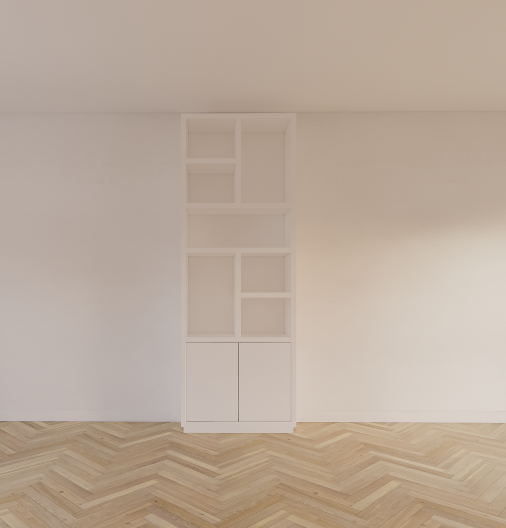 Regal Rockford 01 - 90x32x250H cm - push to open Türen - offene Regale - schlankes Awerking