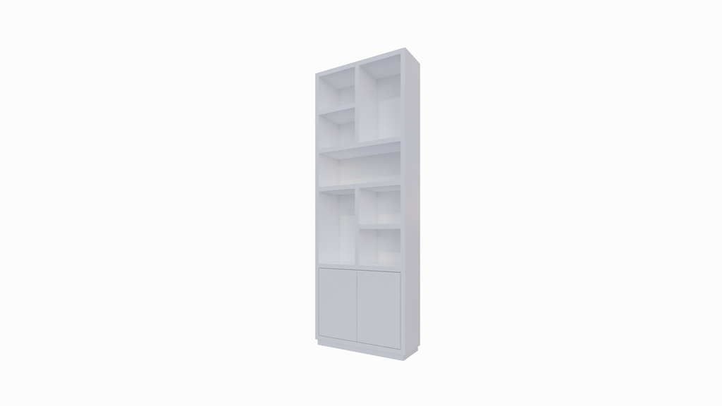 Regal Rockford 01 - 90x32x250H cm - push to open Türen - offene Regale - schlankes Awerking