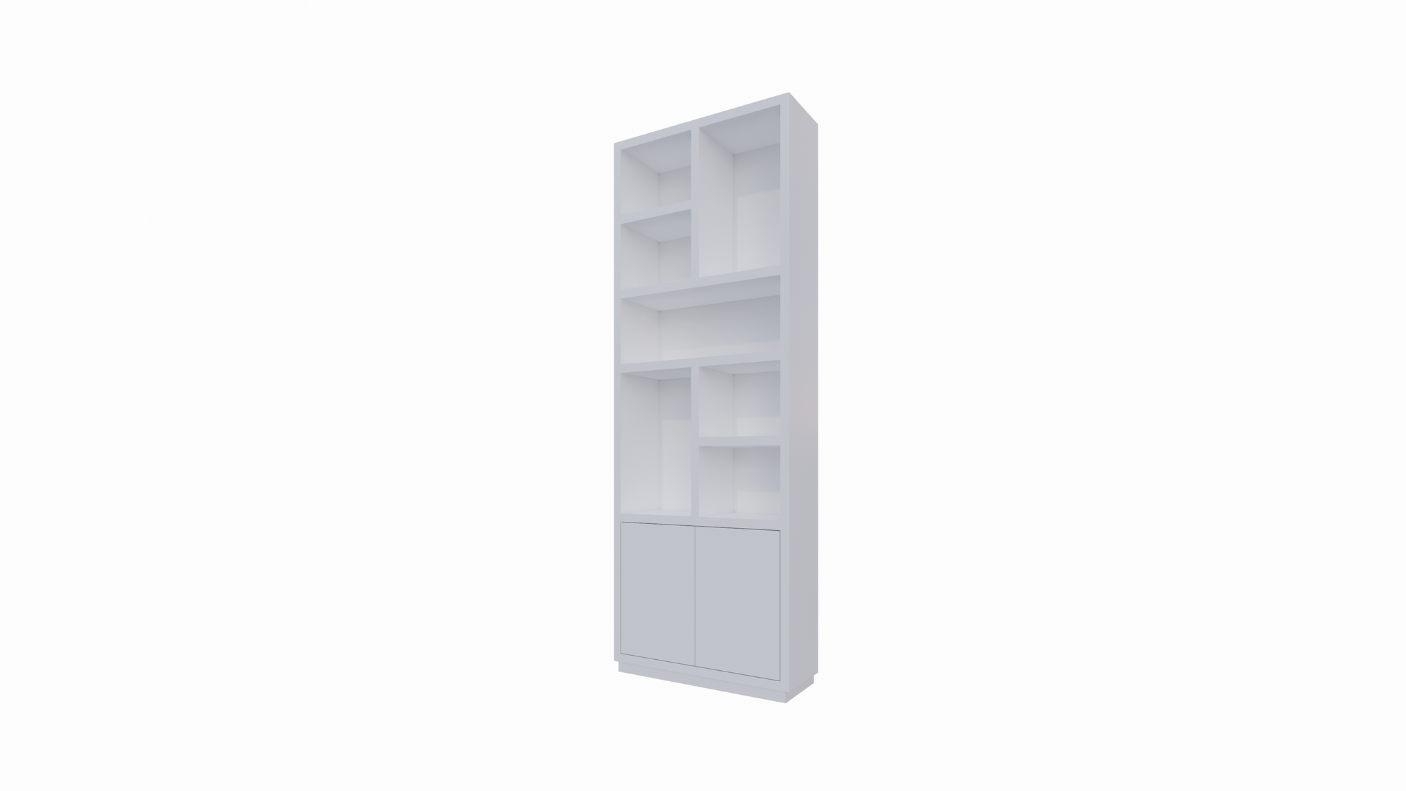 Regal Rockford 01 - 90x32x250H cm - push to open Türen - offene Regale - schlankes Awerking