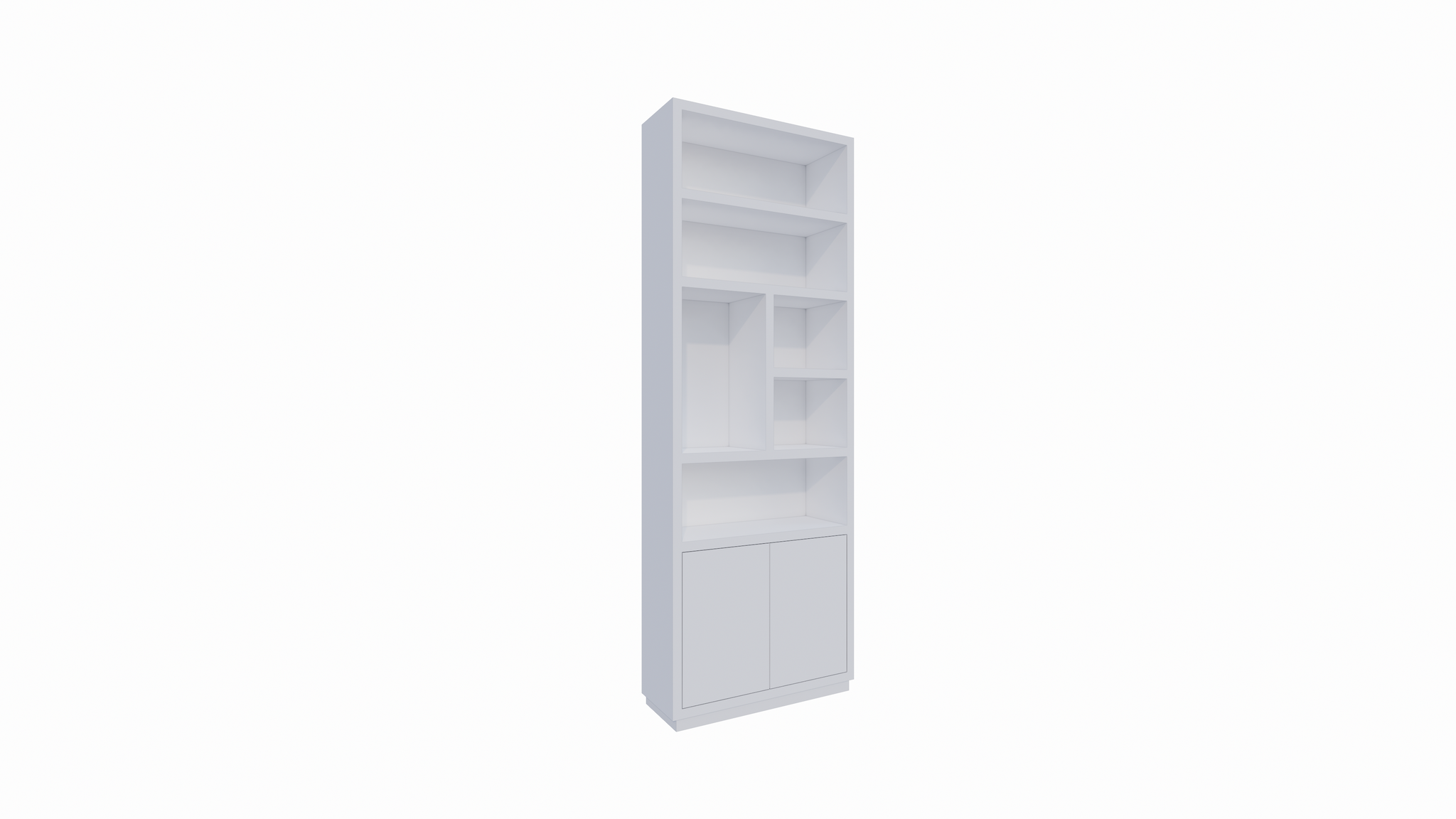 Regal Rockford 02 - 90x32x250H cm - push to open Türen - offene Regale - glatte Oberfläche