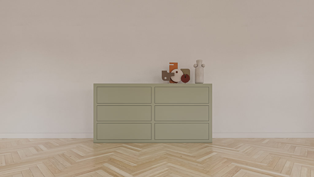 Rosetown Kommode - 180x40x90H cm - 6 Push-to-Open-Schubladen - schlankes Design