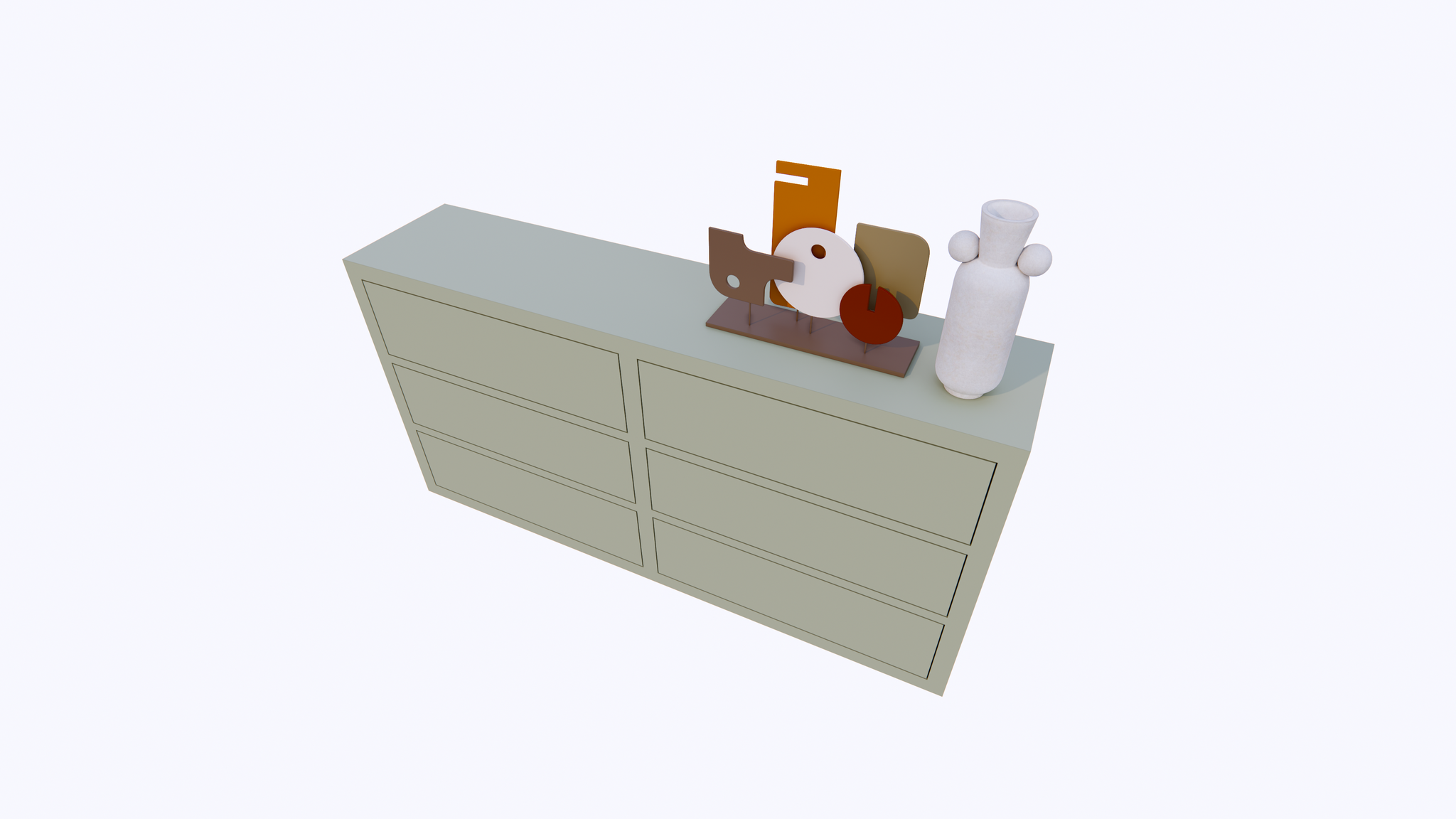 Rosetown Kommode - 180x40x90H cm - 6 Push-to-Open-Schubladen - schlankes Design