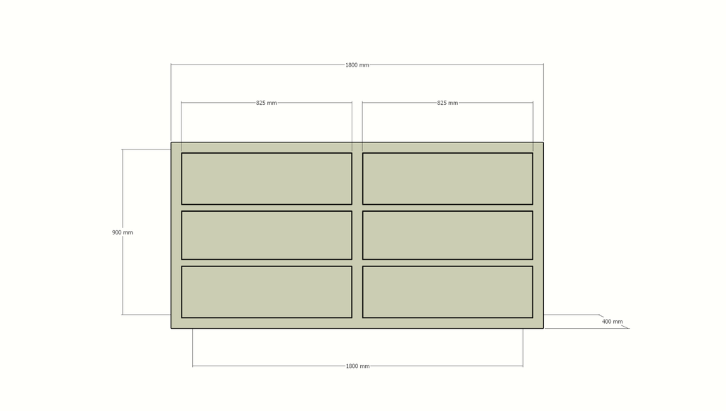Rosetown Kommode - 180x40x90H cm - 6 Push-to-Open-Schubladen - schlankes Design