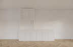 Royan TV-Sideboard - 275x30/45x255H cm - 6 Push-to-open-Türen - Facheinteilung - schlichte Ausführung
