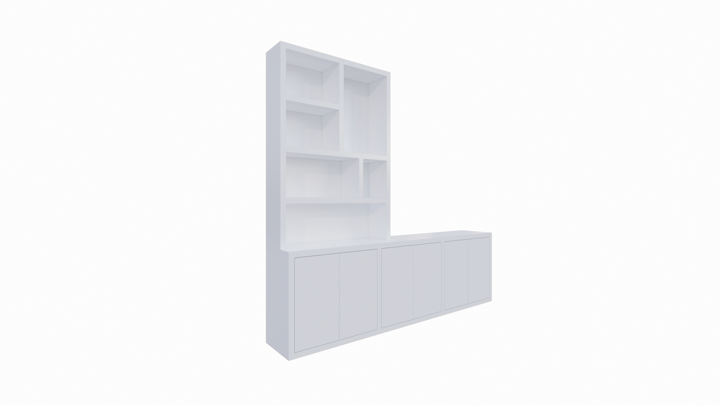 Royan TV-Sideboard - 275x30/45x255H cm - 6 Push-to-open-Türen - Facheinteilung - schlichte Ausführung