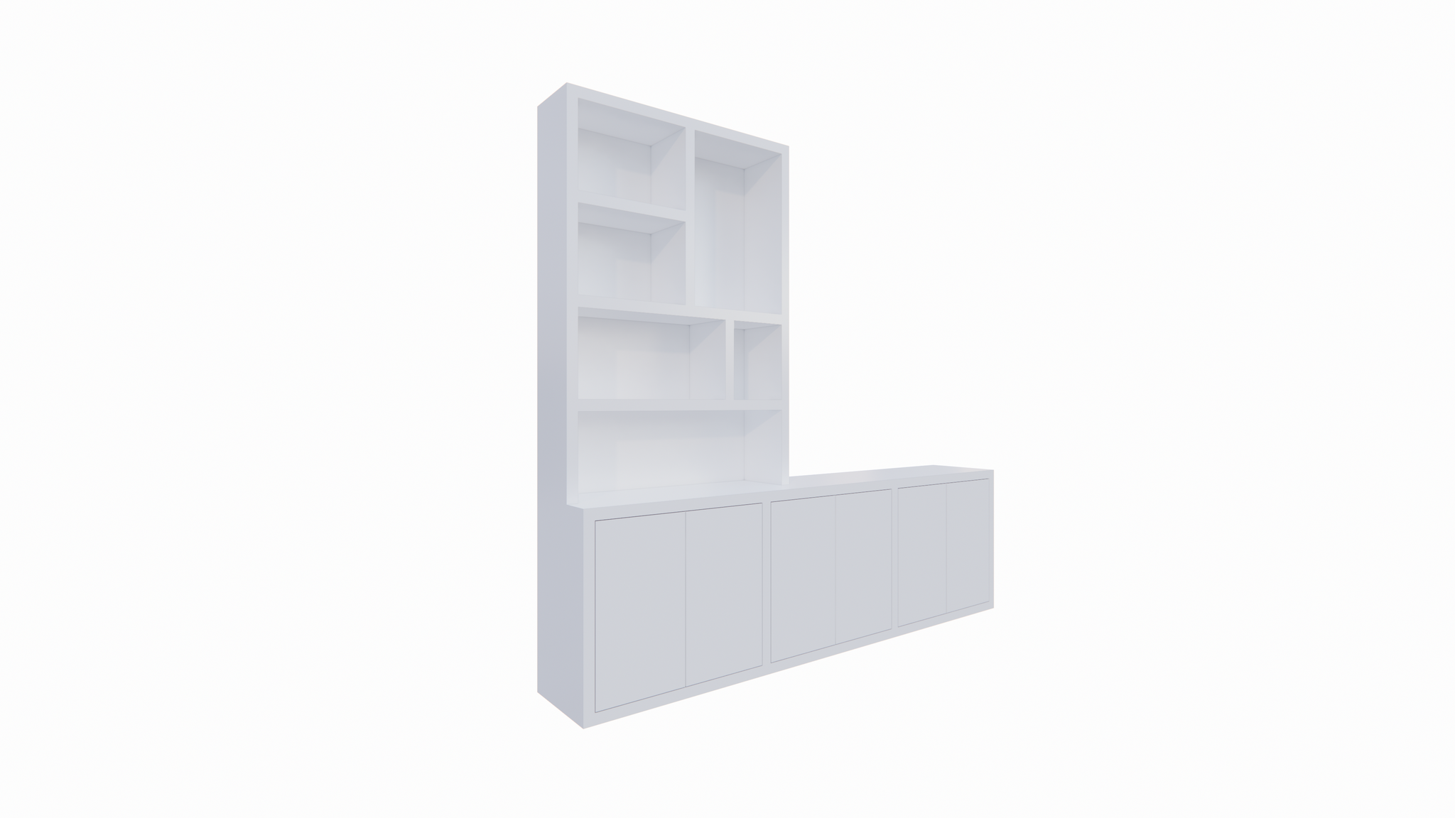 Royan TV-Sideboard - 275x30/45x255H cm - 6 Push-to-open-Türen - Facheinteilung - schlichte Ausführung
