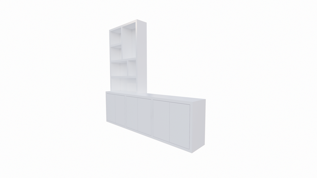 Royan TV-Sideboard - 275x30/45x255H cm - 6 Push-to-open-Türen - Facheinteilung - schlichte Ausführung