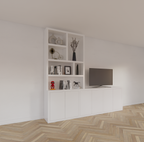 Royan TV-Sideboard - 275x30/45x255H cm - 6 Push-to-open-Türen - Facheinteilung - schlichte Ausführung