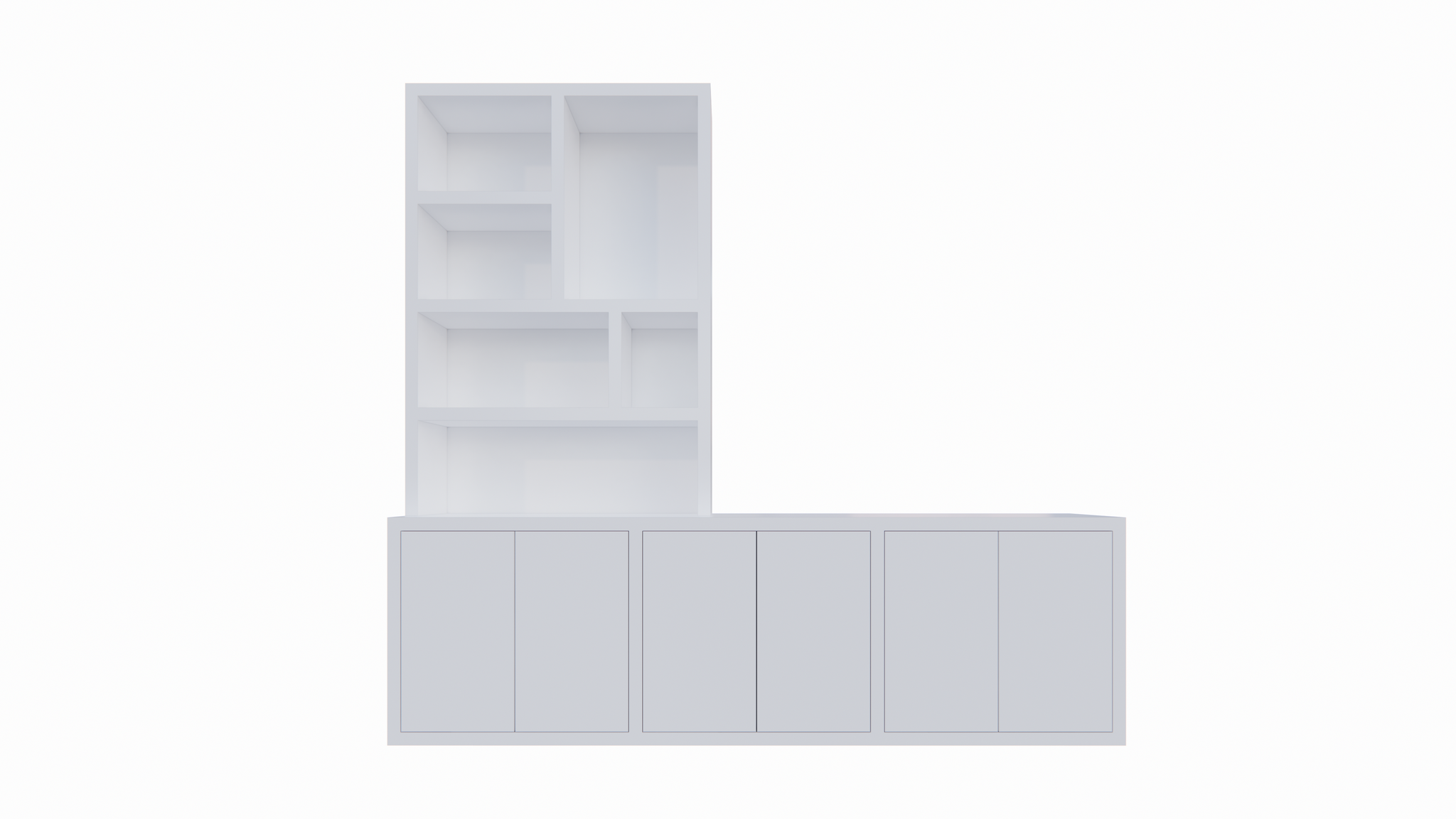 Royan TV-Sideboard - 275x30/45x255H cm - 6 Push-to-open-Türen - Facheinteilung - schlichte Ausführung