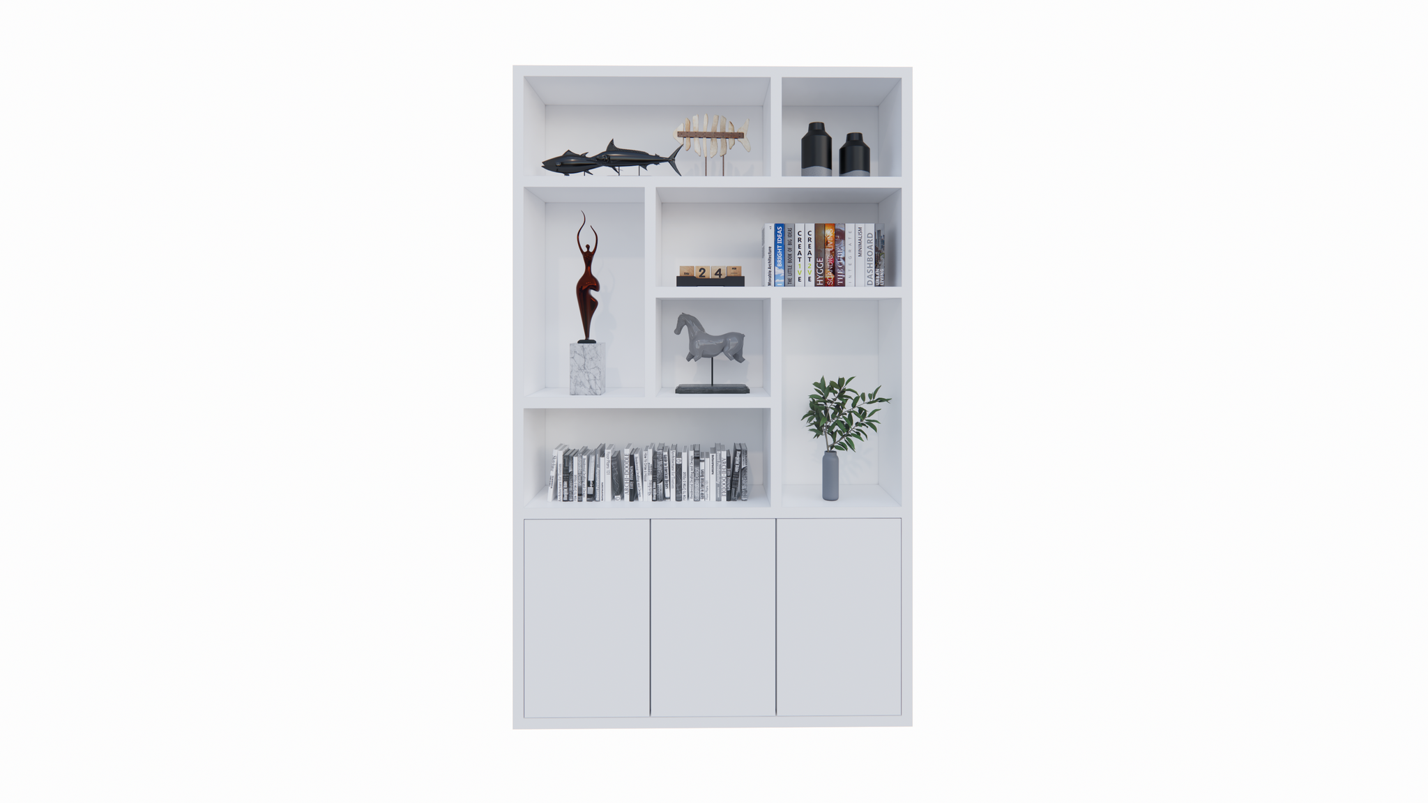 Kleiderschrank Saint Malo - 145x35x240H cm - 4cm Fachbodenstärke - Türen mit Druck zu öffnen