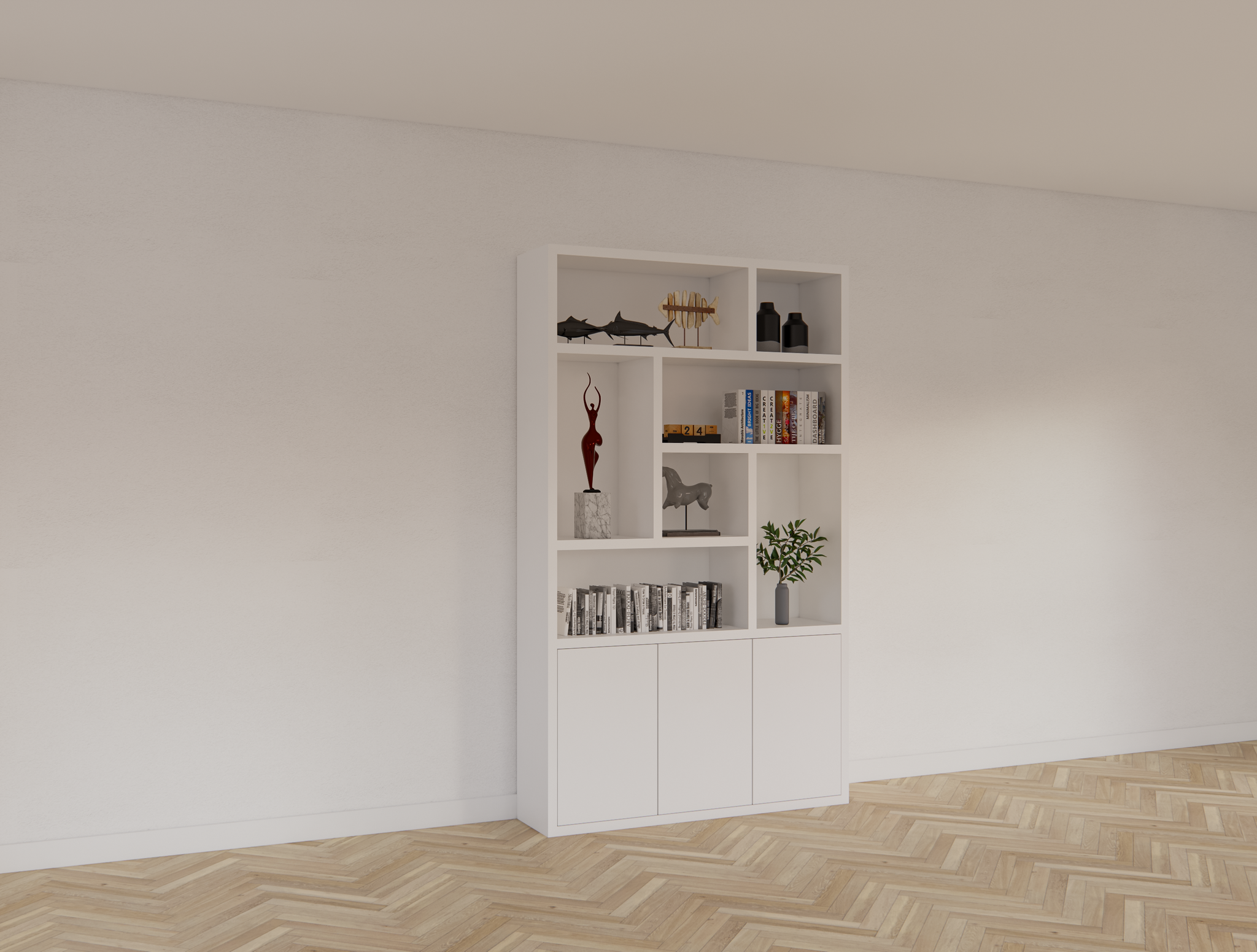 Kleiderschrank Saint Malo - 145x35x240H cm - 4cm Fachbodenstärke - Türen mit Druck zu öffnen
